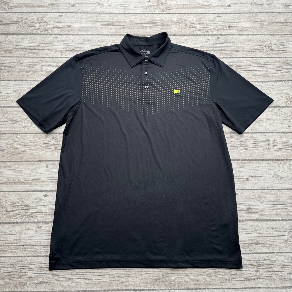 Masters Tech Polo Shirt Men's Large Black Short Sleeve Chevron Athletic Sporty